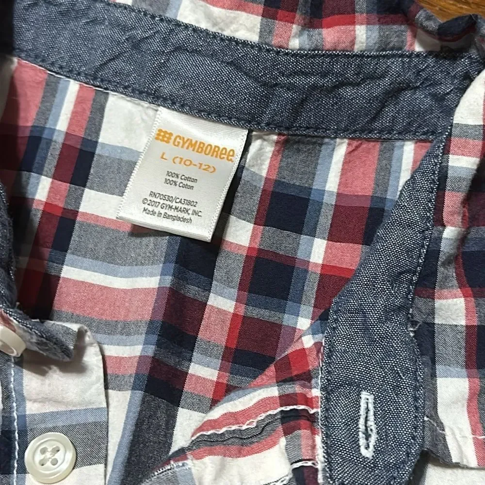 Gymboree Boys Plaid Button Front Shirt, Lg (10/12)